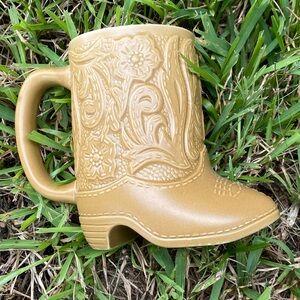 Vintage Ceramarte Cowboy Boot Mug with Flowers Brown